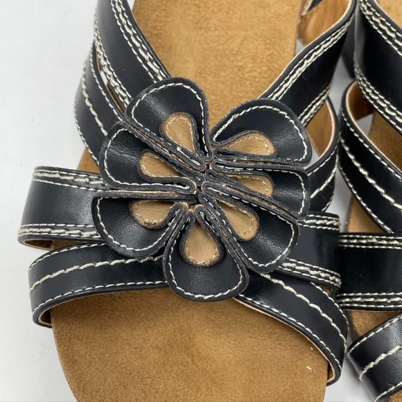 Naturalizer Womens Black Vegan Leather Heel Slip on Sandal Size 8 - Picture 5 of 11